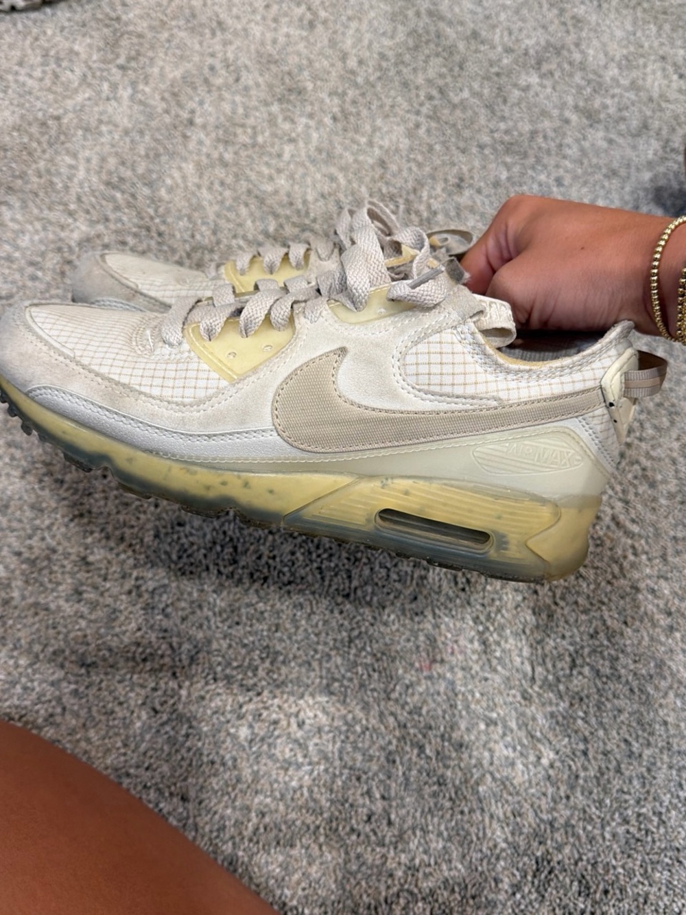 Nike Off-White and Yellow-Tinted Air Max Sneakers